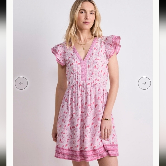 Vineyard Vines Nora Pintuck Dress, Size S, Pink, White & Purple - Picture 2 of 11